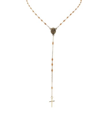 9CT Y/G ORANGE ROSARY 45cm